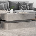 vidaXL Măsuță de cafea cu lumini LED, gri beton, 90x50x40 cm
