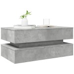 vidaXL Măsuță de cafea cu lumini LED, gri beton, 90x50x40 cm