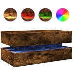 vidaXL Măsuță de cafea cu lumini LED, stejar afumat, 90x50x40 cm vidaXL Măsuță de cafea cu lumini LED, stejar afumat, 90x50x40 cm
