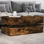 vidaXL Măsuță de cafea cu lumini LED, stejar afumat, 90x50x40 cm vidaXL Măsuță de cafea cu lumini LED, stejar afumat, 90x50x40 cm