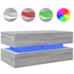 vidaXL Măsuță de cafea cu lumini LED, gri sonoma, 90x50x40 cm vidaXL Măsuță de cafea cu lumini LED, gri sonoma, 90x50x40 cm