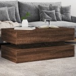 vidaXL Măsuță de cafea cu lumini LED, stejar maro, 90x50x40 cm vidaXL Măsuță de cafea cu lumini LED, stejar maro, 90x50x40 cm
