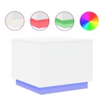vidaXL Măsuță de cafea cu lumini LED, alb, 50x50x40 cm vidaXL Măsuță de cafea cu lumini LED, alb, 50x50x40 cm