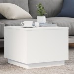 vidaXL Măsuță de cafea cu lumini LED, alb, 50x50x40 cm vidaXL Măsuță de cafea cu lumini LED, alb, 50x50x40 cm
