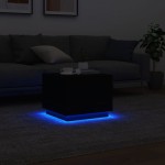 vidaXL Măsuță de cafea cu lumini LED, negru, 50x50x40 cm
