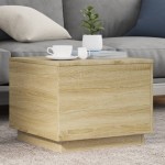 vidaXL Măsuță de cafea cu lumini LED, stejar sonoma, 50x50x40 cm vidaXL Măsuță de cafea cu lumini LED, stejar sonoma, 50x50x40 cm