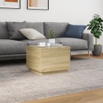 vidaXL Măsuță de cafea cu lumini LED, stejar sonoma, 50x50x40 cm vidaXL Măsuță de cafea cu lumini LED, stejar sonoma, 50x50x40 cm