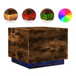 vidaXL Măsuță de cafea cu lumini LED, stejar fumuriu, 50x50x40 cm vidaXL Măsuță de cafea cu lumini LED, stejar fumuriu, 50x50x40 cm