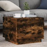 vidaXL Măsuță de cafea cu lumini LED, stejar fumuriu, 50x50x40 cm vidaXL Măsuță de cafea cu lumini LED, stejar fumuriu, 50x50x40 cm