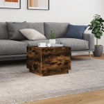 vidaXL Măsuță de cafea cu lumini LED, stejar fumuriu, 50x50x40 cm vidaXL Măsuță de cafea cu lumini LED, stejar fumuriu, 50x50x40 cm