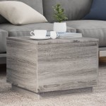 vidaXL Măsuță de cafea cu lumini LED, gri sonoma, 50x50x40 cm vidaXL Măsuță de cafea cu lumini LED, gri sonoma, 50x50x40 cm