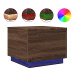 vidaXL Măsuță de cafea cu lumini LED, stejar maro, 50x50x40 cm