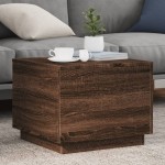 vidaXL Măsuță de cafea cu lumini LED, stejar maro, 50x50x40 cm