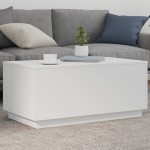 vidaXL Măsuță de cafea cu lumini LED, alb, 90x50x40 cm vidaXL Măsuță de cafea cu lumini LED, alb, 90x50x40 cm