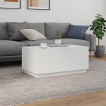 vidaXL Măsuță de cafea cu lumini LED, alb, 90x50x40 cm vidaXL Măsuță de cafea cu lumini LED, alb, 90x50x40 cm