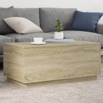vidaXL Măsuță de cafea cu lumini LED, stejar sonoma, 90x50x40 cm vidaXL Măsuță de cafea cu lumini LED, stejar sonoma, 90x50x40 cm