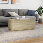 vidaXL Măsuță de cafea cu lumini LED, stejar sonoma, 90x50x40 cm vidaXL Măsuță de cafea cu lumini LED, stejar sonoma, 90x50x40 cm