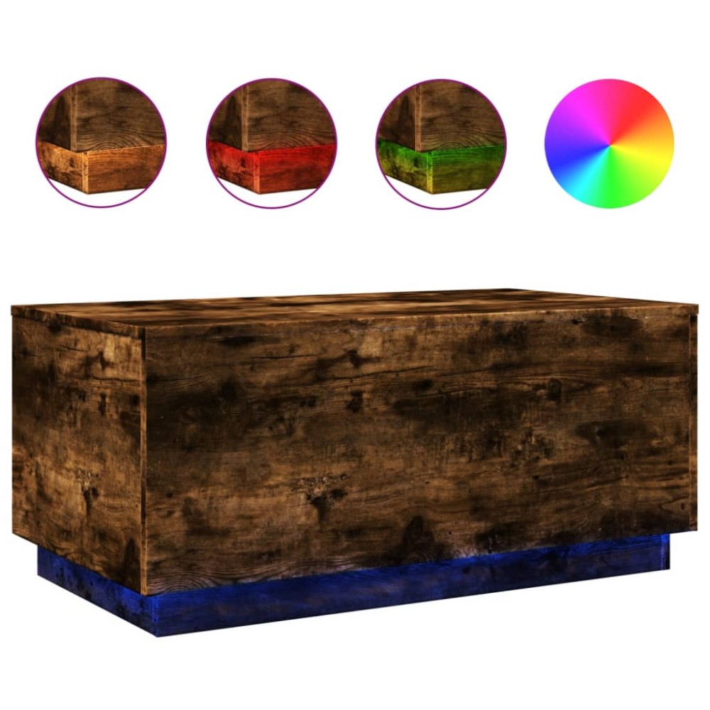 vidaXL Măsuță de cafea cu lumini LED, stejar sonoma, 90x50x40 cm