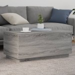 vidaXL Măsuță de cafea cu lumini LED, gri sonoma, 90x50x40 cm vidaXL Măsuță de cafea cu lumini LED, gri sonoma, 90x50x40 cm