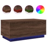 vidaXL Măsuță de cafea cu lumini LED, stejar maro, 90x50x40 cm