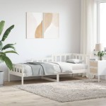 vidaXL Pat de zi fără saltea, alb, 80x200 cm, lemn masiv pin