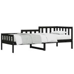 vidaXL Pat de zi, negru, 90x190 cm, lemn masiv de pin