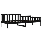vidaXL Pat de zi, negru, 90x190 cm, lemn masiv de pin
