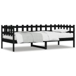 vidaXL Pat de zi, negru, 90x200 cm, lemn masiv de pin vidaXL Pat de zi, negru, 90x200 cm, lemn masiv de pin