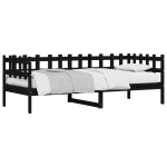 vidaXL Pat de zi, negru, 90x200 cm, lemn masiv de pin vidaXL Pat de zi, negru, 90x200 cm, lemn masiv de pin