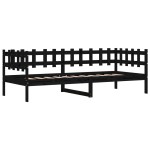 vidaXL Pat de zi, negru, 90x200 cm, lemn masiv de pin vidaXL Pat de zi, negru, 90x200 cm, lemn masiv de pin