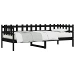 vidaXL Pat de zi, negru, 90x190 cm, lemn masiv de pin