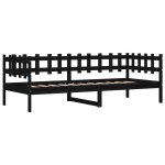 vidaXL Pat de zi, negru, 90x190 cm, lemn masiv de pin