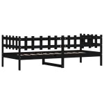 vidaXL Pat de zi, negru, 90x190 cm, lemn masiv de pin