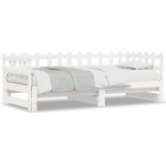 vidaXL Pat de zi extensibil, alb, 2x(80x200) cm, lemn masiv de pin
