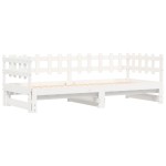 vidaXL Pat de zi extensibil, alb, 2x(80x200) cm, lemn masiv de pin