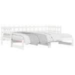 vidaXL Pat de zi extensibil, alb, 2x(80x200) cm, lemn masiv de pin