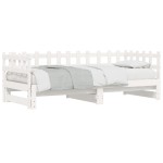vidaXL Pat de zi extensibil, alb, 2x(80x200) cm, lemn masiv de pin