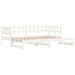 vidaXL Pat de zi extensibil, alb, 2x(80x200) cm, lemn masiv de pin