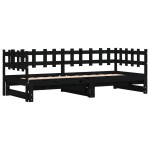 vidaXL Pat de zi extensibil, negru, 2x(80x200) cm, lemn masiv de pin