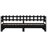 vidaXL Pat de zi extensibil, negru, 2x(80x200) cm, lemn masiv de pin