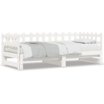 vidaXL Pat de zi extensibil, alb, 2x(90x200) cm, lemn masiv de pin