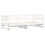 vidaXL Pat de zi extensibil, alb, 2x(90x200) cm, lemn masiv de pin