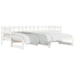vidaXL Pat de zi extensibil, alb, 2x(90x200) cm, lemn masiv de pin