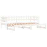 vidaXL Pat de zi extensibil, alb, 2x(90x200) cm, lemn masiv de pin