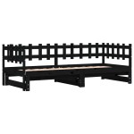 vidaXL Pat de zi extensibil, negru, 2x(90x200) cm, lemn masiv de pin