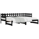 vidaXL Pat de zi extensibil, negru, 2x(90x200) cm, lemn masiv de pin