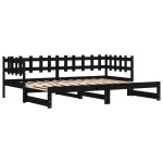 vidaXL Pat de zi extensibil, negru, 2x(90x200) cm, lemn masiv de pin