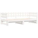 vidaXL Pat de zi extensibil, alb, 2x(90x190) cm, lemn masiv de pin