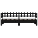 vidaXL Pat de zi extensibil, negru, 2x(90x190) cm, lemn masiv de pin