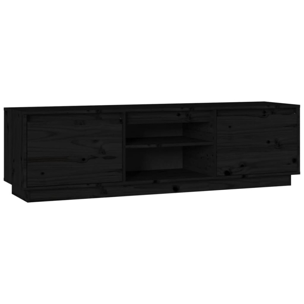 vidaXL Comodă TV, negru, 140x35x40 cm, lemn masiv de pin